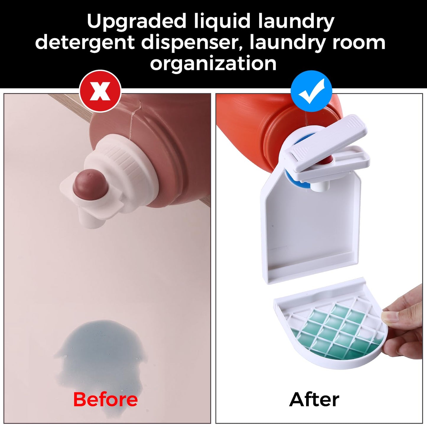 KMOUANTS 2 Pack Laundry Detergent Dispenser Cup Holder, Nozzle button upgrade?Easily No More runny or Messy Laundry Detergent, Laundry Cup Holder