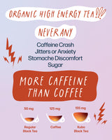 High Caffeine Mushroom Tea (155 mg) - Kubo Tea: Organic Reishi Breakfast Black Tea Bags for Clean Energy & Focus | Healthy Coffee Substitute |