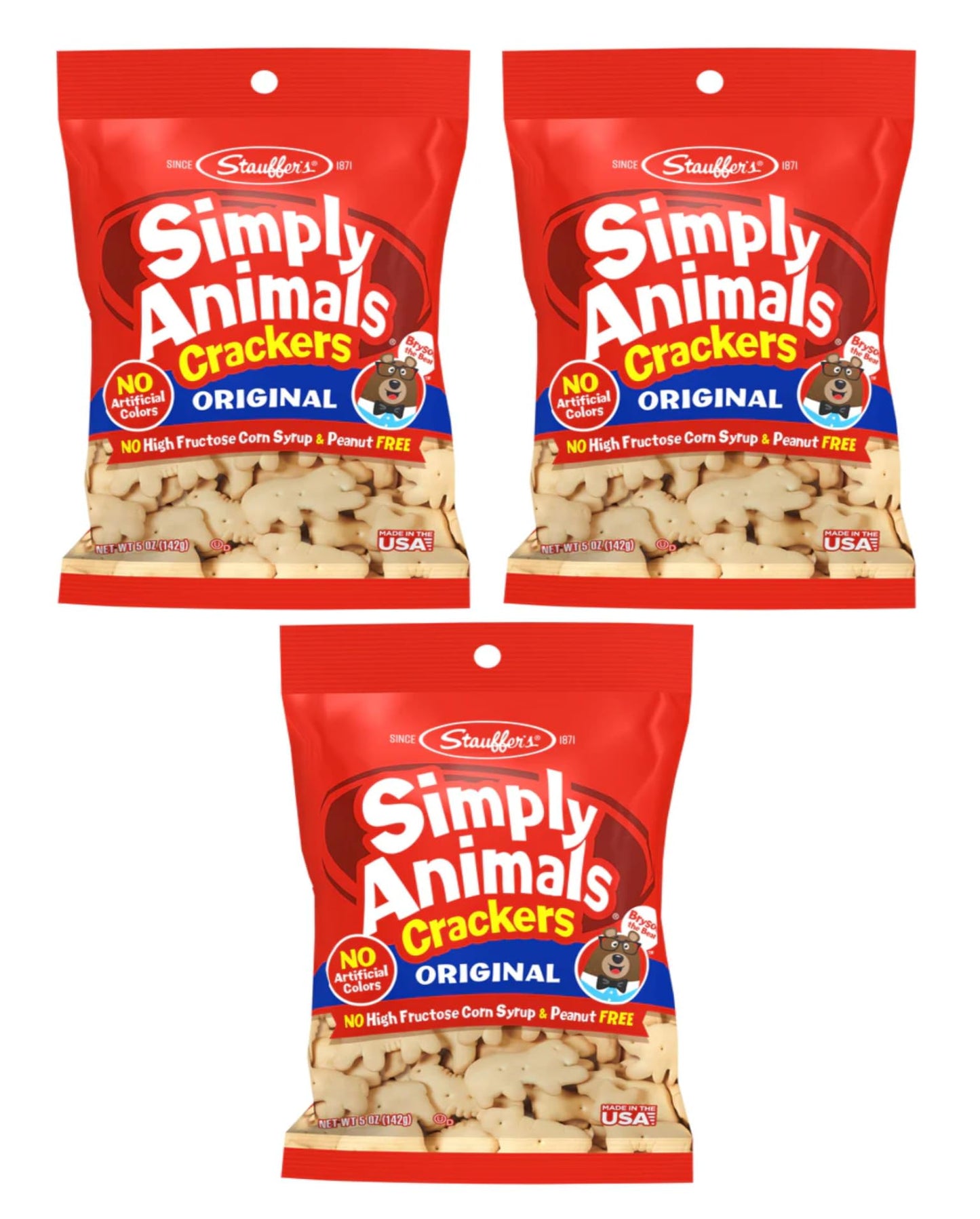 Stauffer's Simply Animals Original - Pack of 3 - Delicious and Fun for the Whole Family - 13 Fun Animal Shapes - Simply Fun and Nostalgic