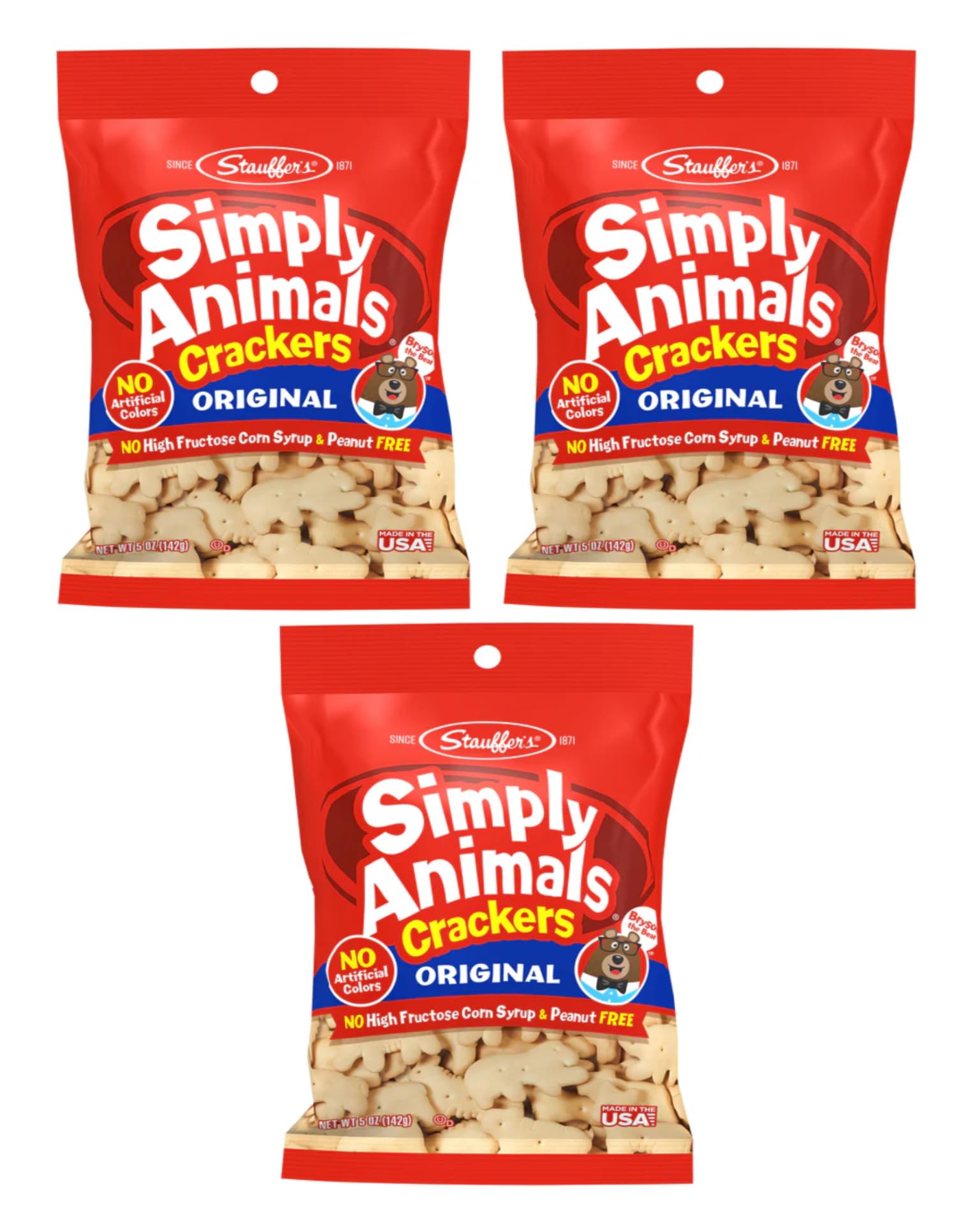 Stauffer's Simply Animals Original - Pack of 3 - Delicious and Fun for the Whole Family - 13 Fun Animal Shapes - Simply Fun and Nostalgic