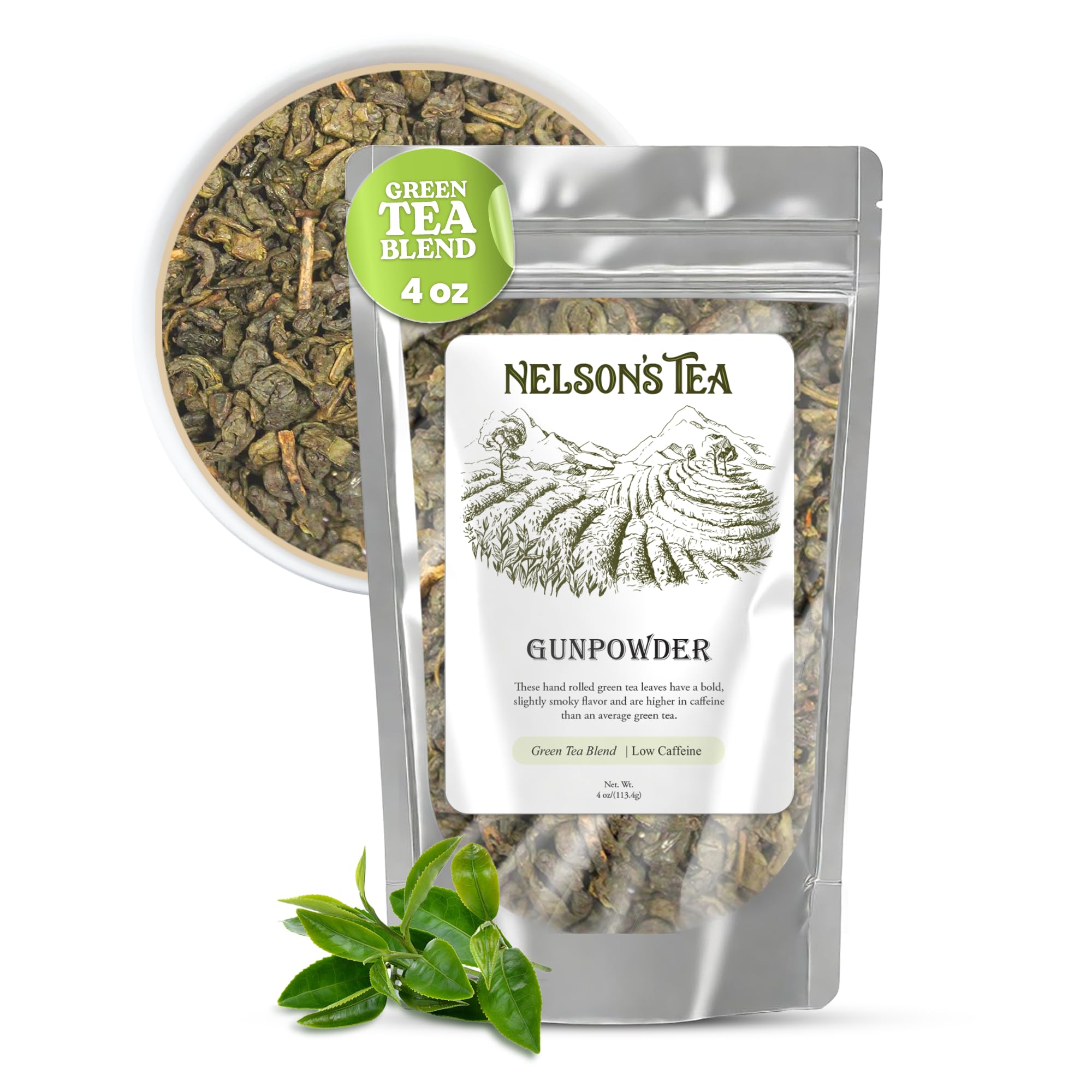 Nelson's Tea - Gunpowder - Green Loose Leaf Tea - 4 oz.