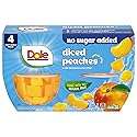 Dole Diced Peaches with No Sugar Added^^ - Dole Fruit Bowls Snacks - 4 oz Fruit Bowls - 4 Pack