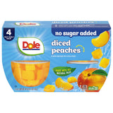 Dole Diced Peaches with No Sugar Added^^ - Dole Fruit Bowls Snacks - 4 oz Fruit Bowls - 4 Pack