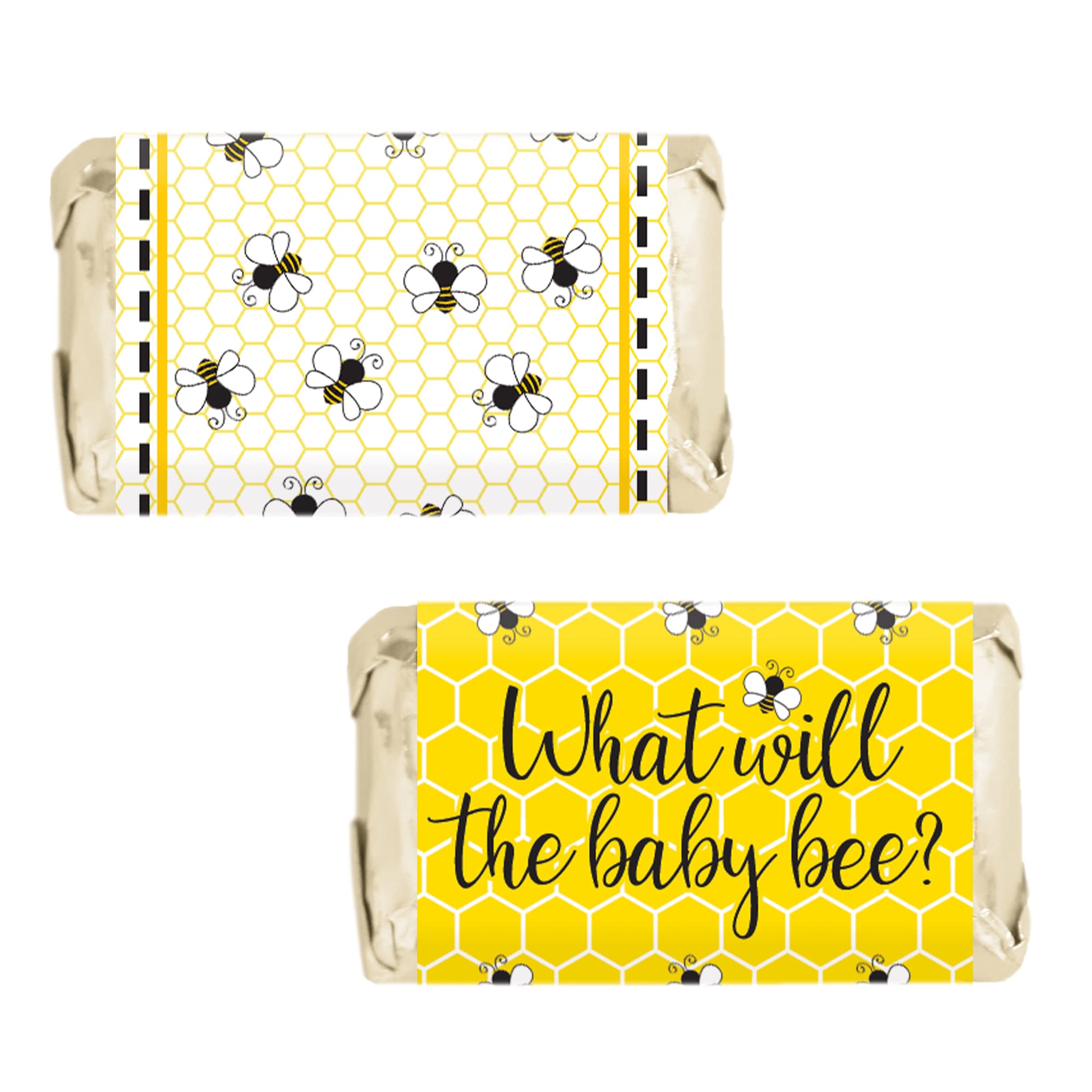 Bee Gender Reveal Mini Chocolate Candy Wrapper Stickers, What Will It Bee Gender Reveal Party Favor Labels - 42 Count