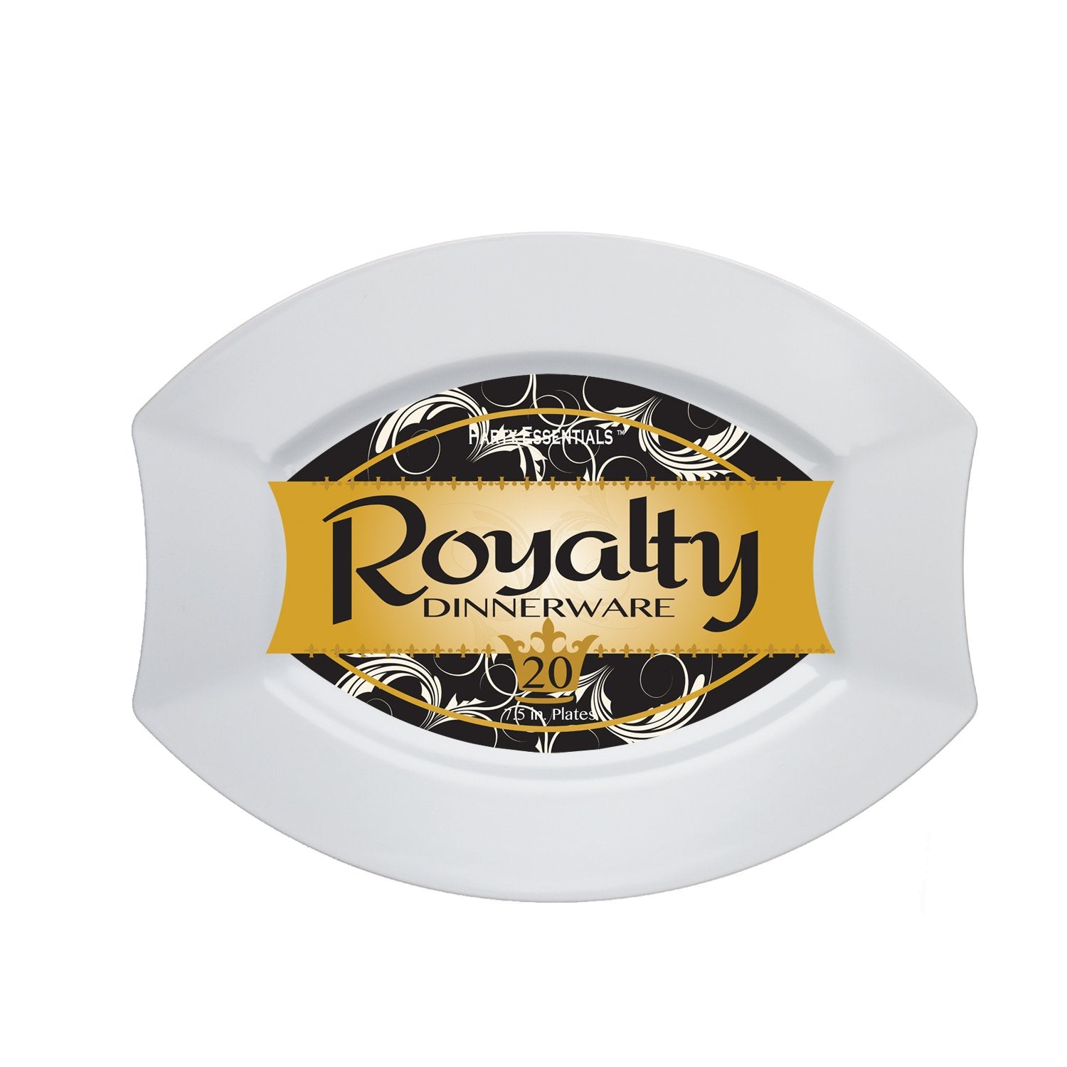 Party Essentials Party Supplies Fancy Plastic Dinnerware For Wedding/Birthday/All Occasions, 7.5" x 6.25", Salad/Dessert Plates, 20-Count, White Oval