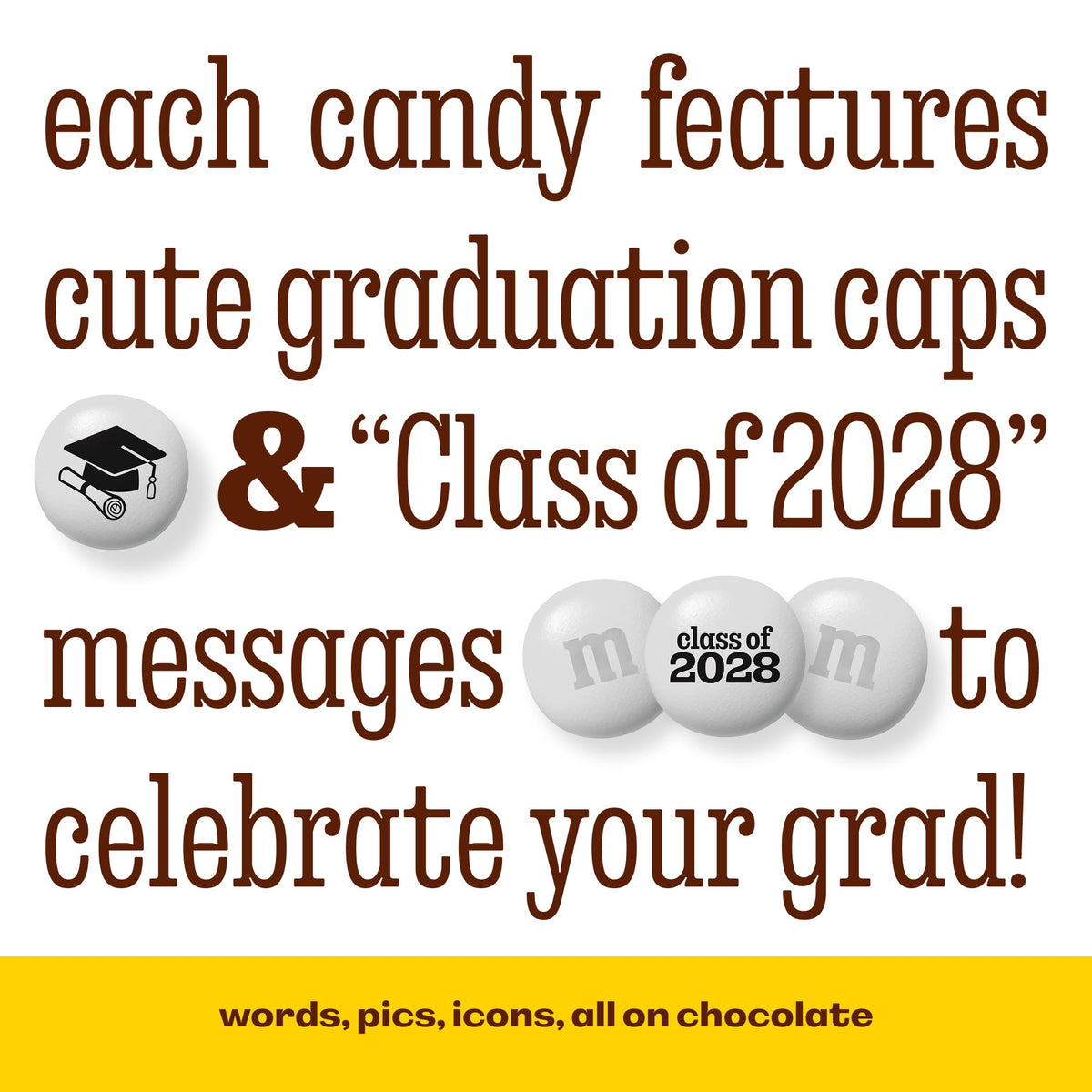 M&M'S Class of 2028 Graduation Milk Chocolate, 5 lb Bulk Resealable Bag