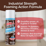 Bull Shot Degreaser Pro, Foaming Degreaser & Grime Remover, Heavy-Duty, AS SEEN ON TV, Residue-Free, Shake, Point & Spray, Emulsifies Grease, Oil