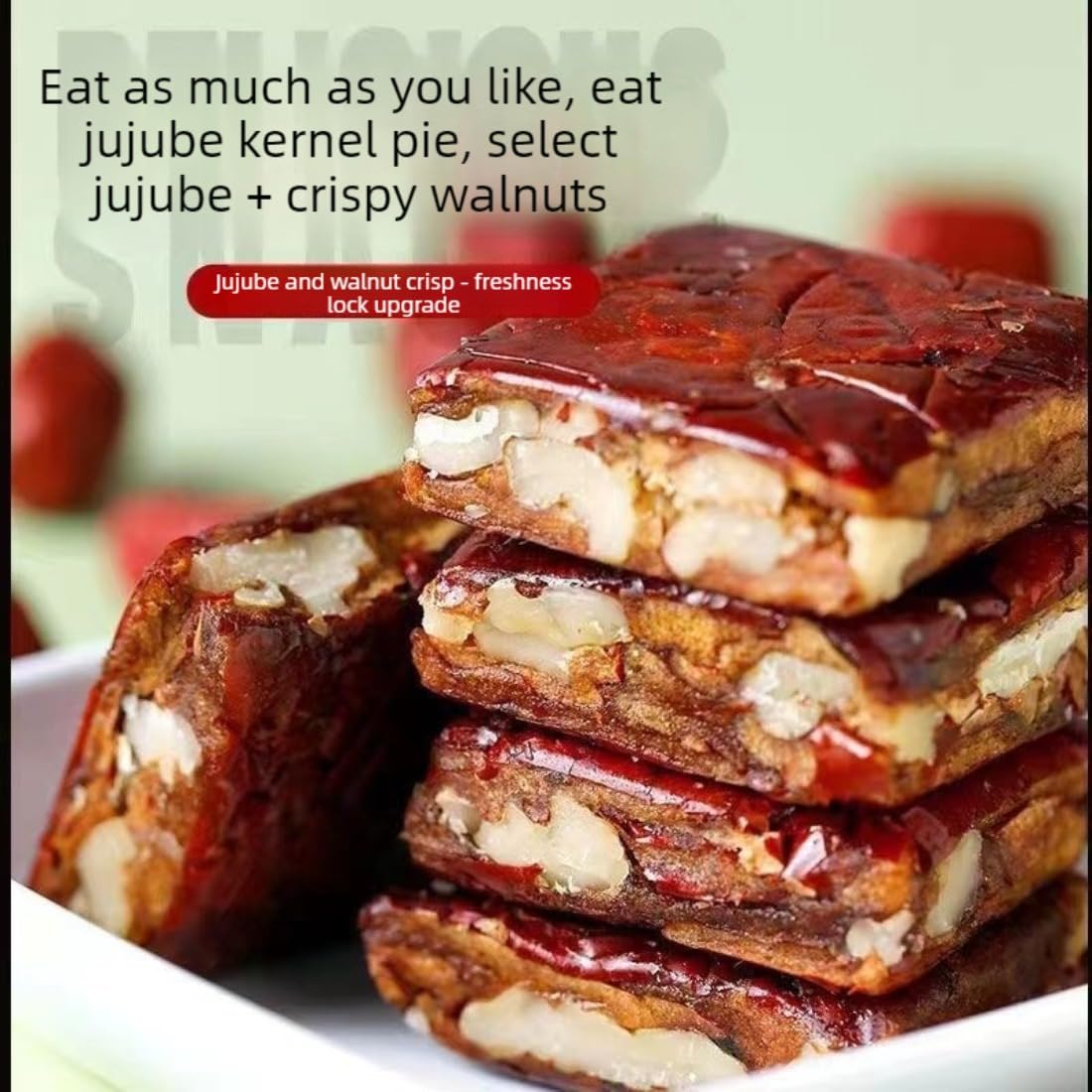 Walnut & Jujube Pie 250g,Natural Energy Snack with Whole Walnuts & Dates ,Sweet & Chewy Healthy Snack,,Nutritious Nut Snack, Perfect for Breakfast