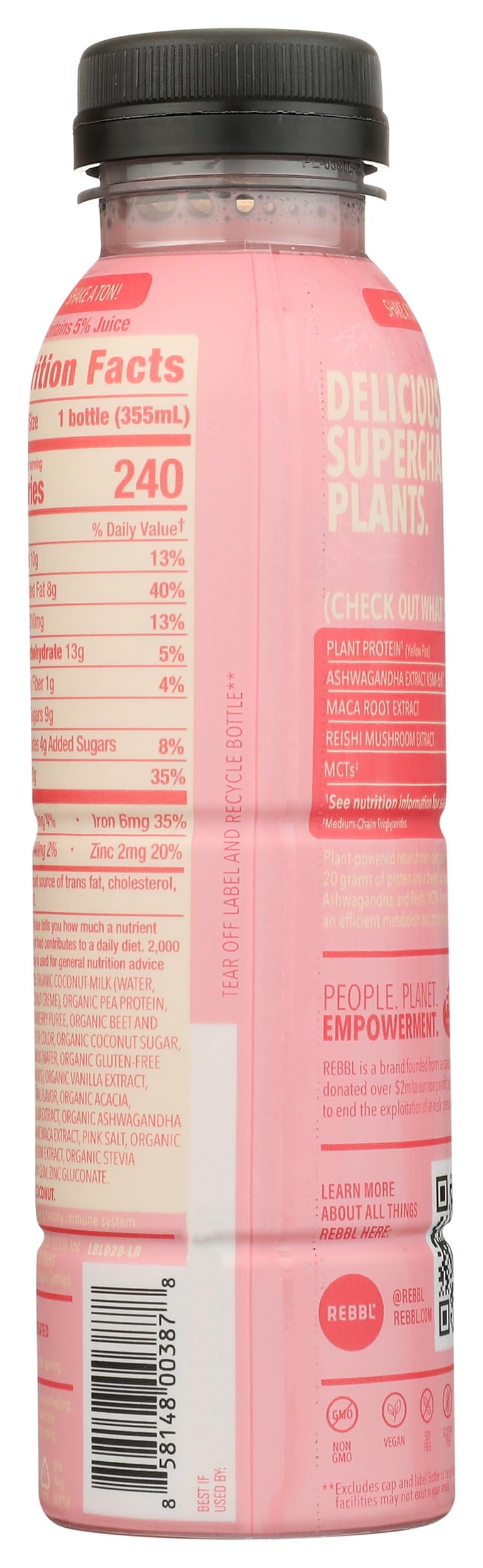 Rebbl Organic Strawberries & Creme Protein Elixir, 12 FZ