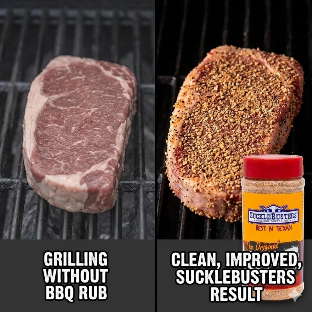 SuckleBusters Salt Pepper Garlic BBQ Rub 14.5 oz - Brisket Rub and Chicken - Spg Seasoning for Meat - Salt Pepper Garlic for Grilling and Smoking