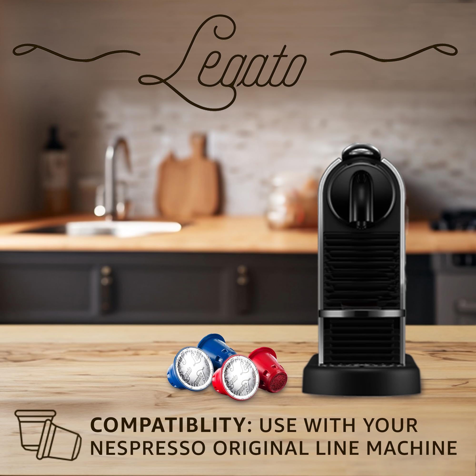 Legato Espresso Capsules - 10/100 count - Single-Serve Coffee Pods - Compatible with Nespresso OriginalLine Machine - Cafe-style Coffee at Home (10