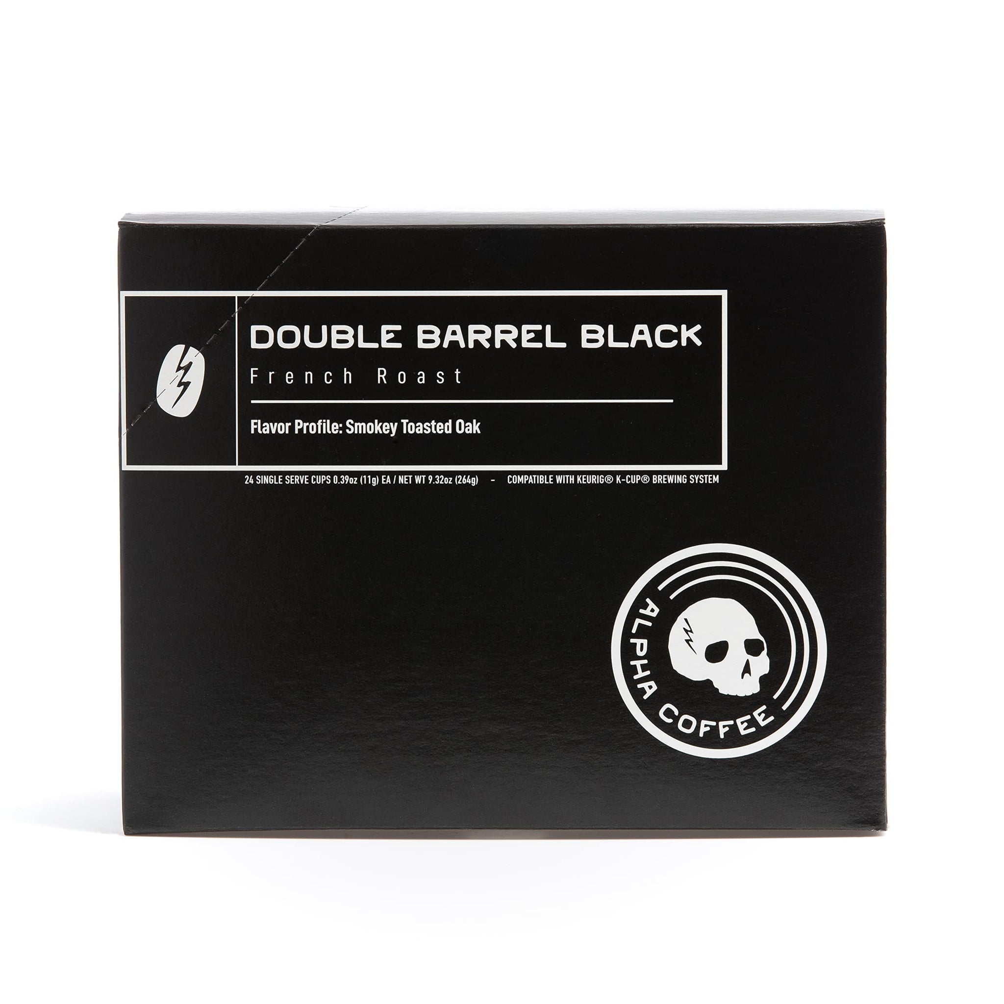 Alpha Coffee - Double Barrel Black - 24 Count Coffee Pods - Premium Gourmet Craft Dark/French Roast Coffee | Veteran Owned - Specialty Small Batch