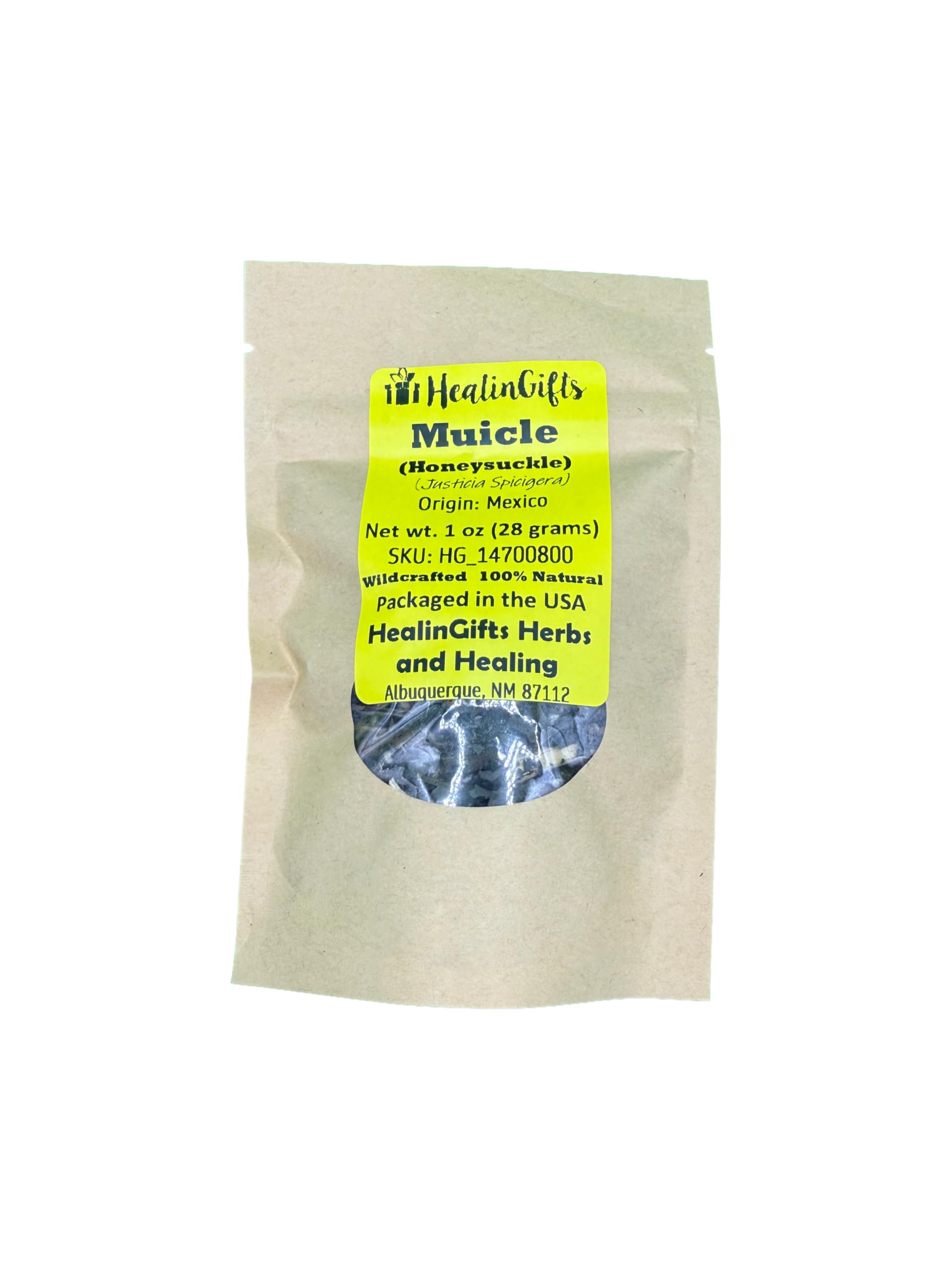 HealinGifts Honeysuckle Muicle 1 oz (28 g) Justicia Spicigera Mexican Honeysuckle Herb in a Resealable Stand-up Kraft Bag