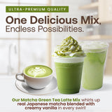 Café Essentials Matcha Green Tea Latte Frappe Mix - No Artificial Colors, Flavors, or Sweeteners - Shelf Stable - 51mg of Caffeine - Great for Hot