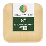 Charity Leaf 8" Square Palm Leaf Plates (50-pack) | Eco-friendly, Heavy Duty | For Parties, Weddings, BBQs & Catering