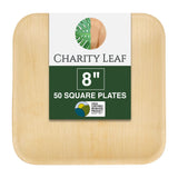 Charity Leaf 8" Square Palm Leaf Plates (50-pack) | Eco-friendly, Heavy Duty | For Parties, Weddings, BBQs & Catering