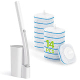 IVYROLL Toilet Bowl Cleaner Wand with 14 Refills, Disposable Toilet Brush Set with Holder, Cleaning System Starter Wand Kit, Bathroom Cleaning Set