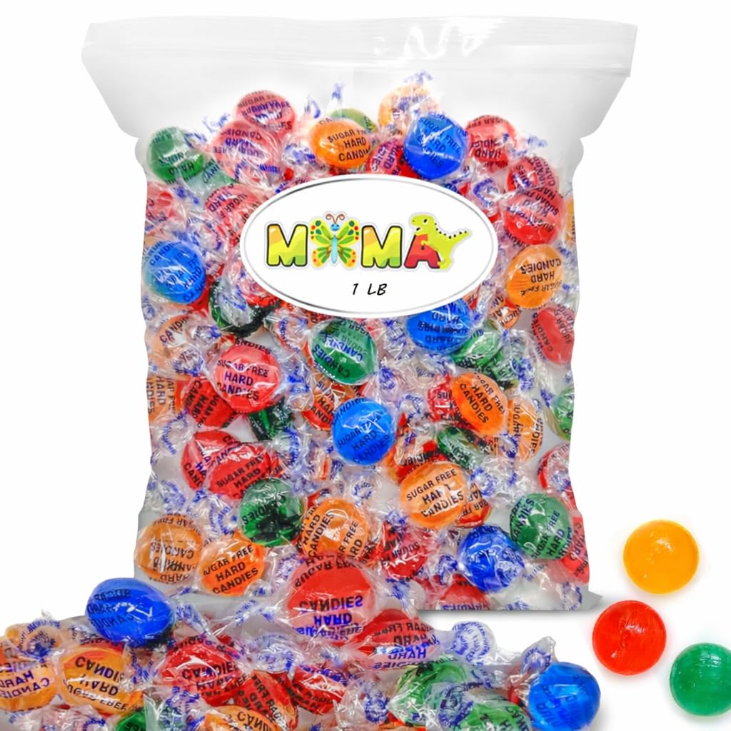 Sugar Free Assorted Fruit Flavors Hard Candy Variety Pack - 1lb Bag of Mima's Summer Mega Sale Hard Treats Individually Wrapped - Delicious Fruit