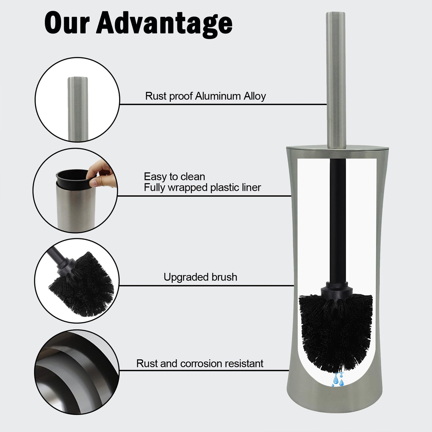 Vince Camuto Toilet Bowl Brush with Holder, Durable Bathroom Cleaning Tool, Modern Design for Easy Toilet Maintenance, Bathroom Cleaner Brush