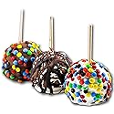 US Sweets Caramel Apple 3 Pack - Caramel Granny Smith Apples Dipped in White, Dark & Milk Chocolate with M&Ms | Candied Apples | Delicious Gift |