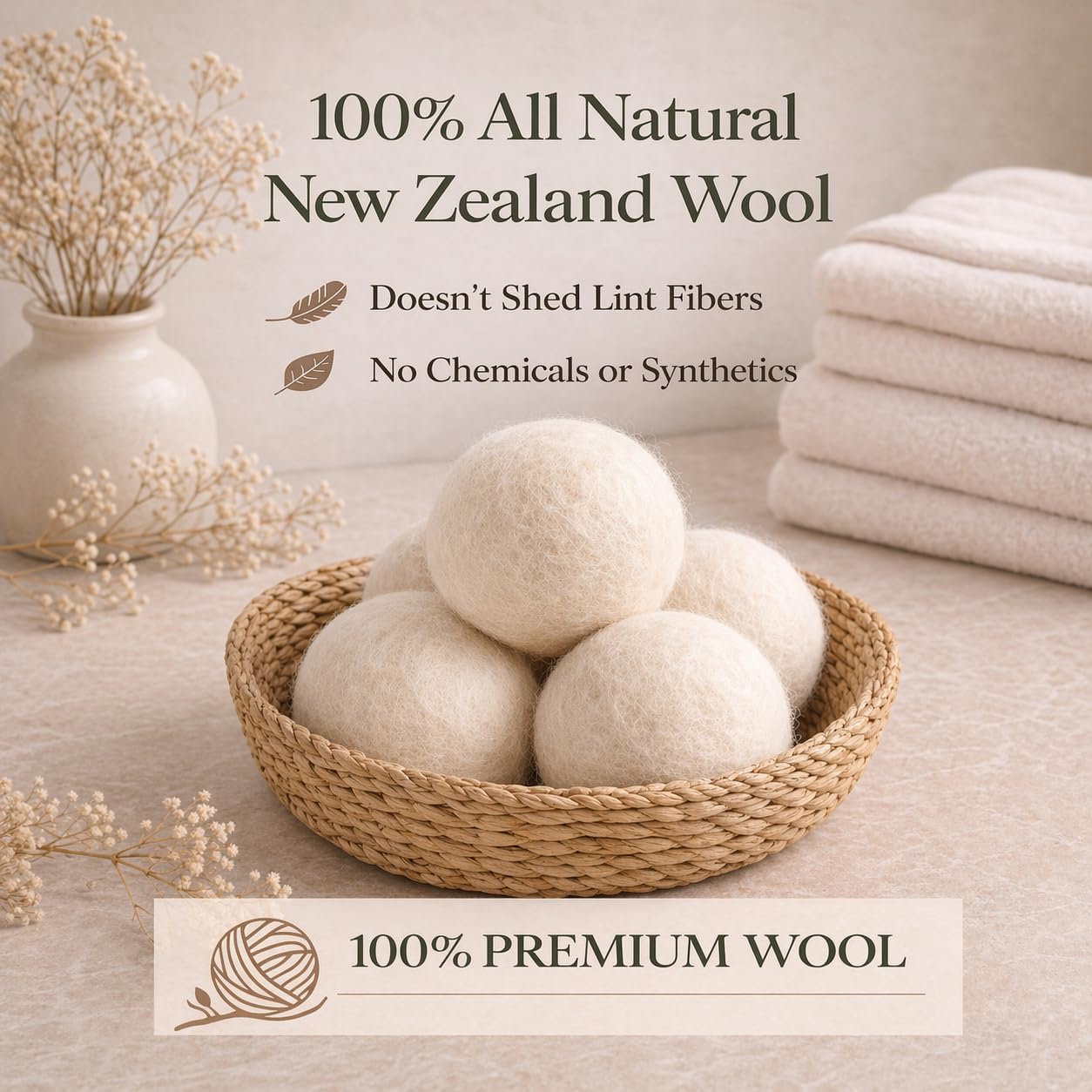 Wool Dryer Balls XL 6-Pack - 100% New Zealand Wool Laundry Balls - Natural Fabric Softener Alternative to Dryer Sheets - Reduces Static, Wrinkles