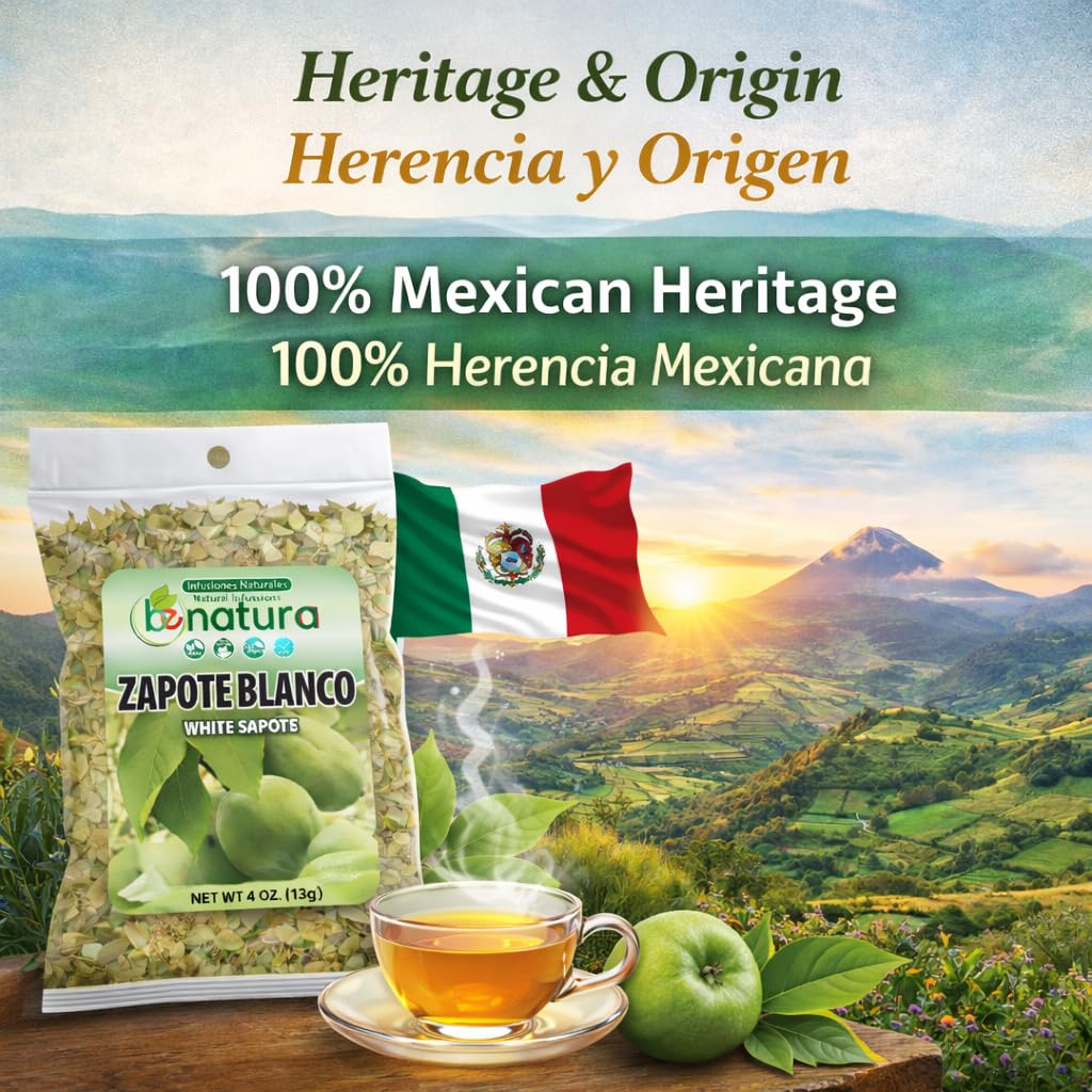 Zapote Blanco Herbal Tea 4 oz (113g) - 100% Natural White Sapote Leaves from Mexico - Traditional Loose Leaf Tea - Caffeine-Free, Non-GMO, Vegan