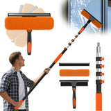 Window Squeegee Kit with Extension Pole, 2-in-1 Professional Washer for High Windows, 3-12FT Adjustable Reach, Rotatable Head for Indoor & Outdoor