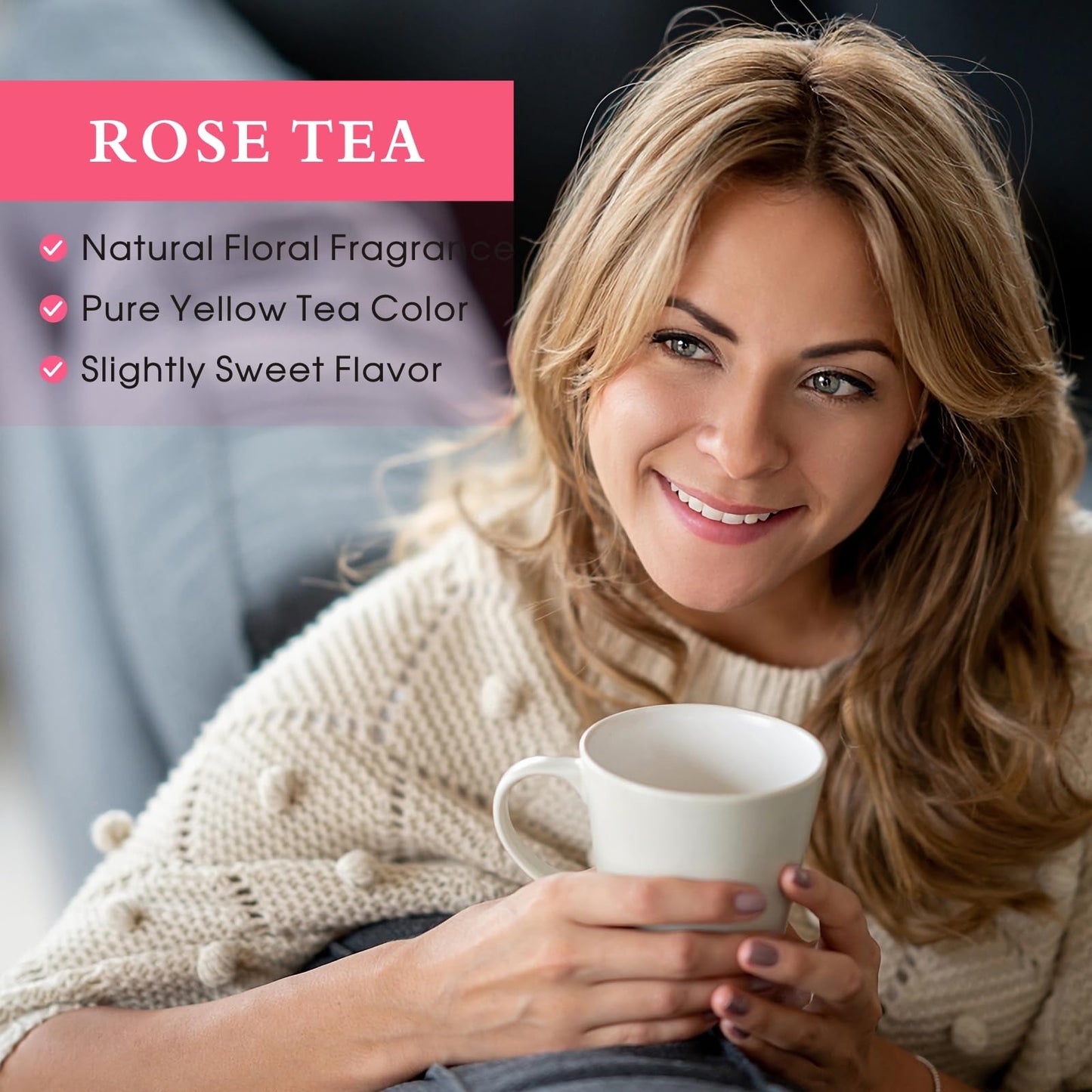 Dried Rose Buds Tea, Edible Roses Whole Flowers Loose Leaf, Premium Rose Tea Beverages, Natural Fragrant, Ideal for Gift, 2.8 oz