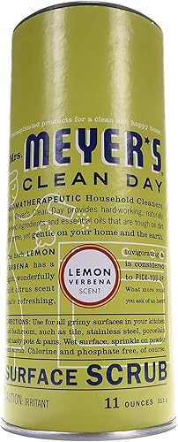 Mrs. Meyer's Multi-Surface Scrub, Non-Scratch Powder Cleaner, Removes Grime on Kitchen and Bathroom Surfaces, Lemon Verbena, 11 oz