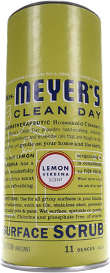 Mrs. Meyer's Multi-Surface Scrub, Non-Scratch Powder Cleaner, Removes Grime on Kitchen and Bathroom Surfaces, Lemon Verbena, 11 oz