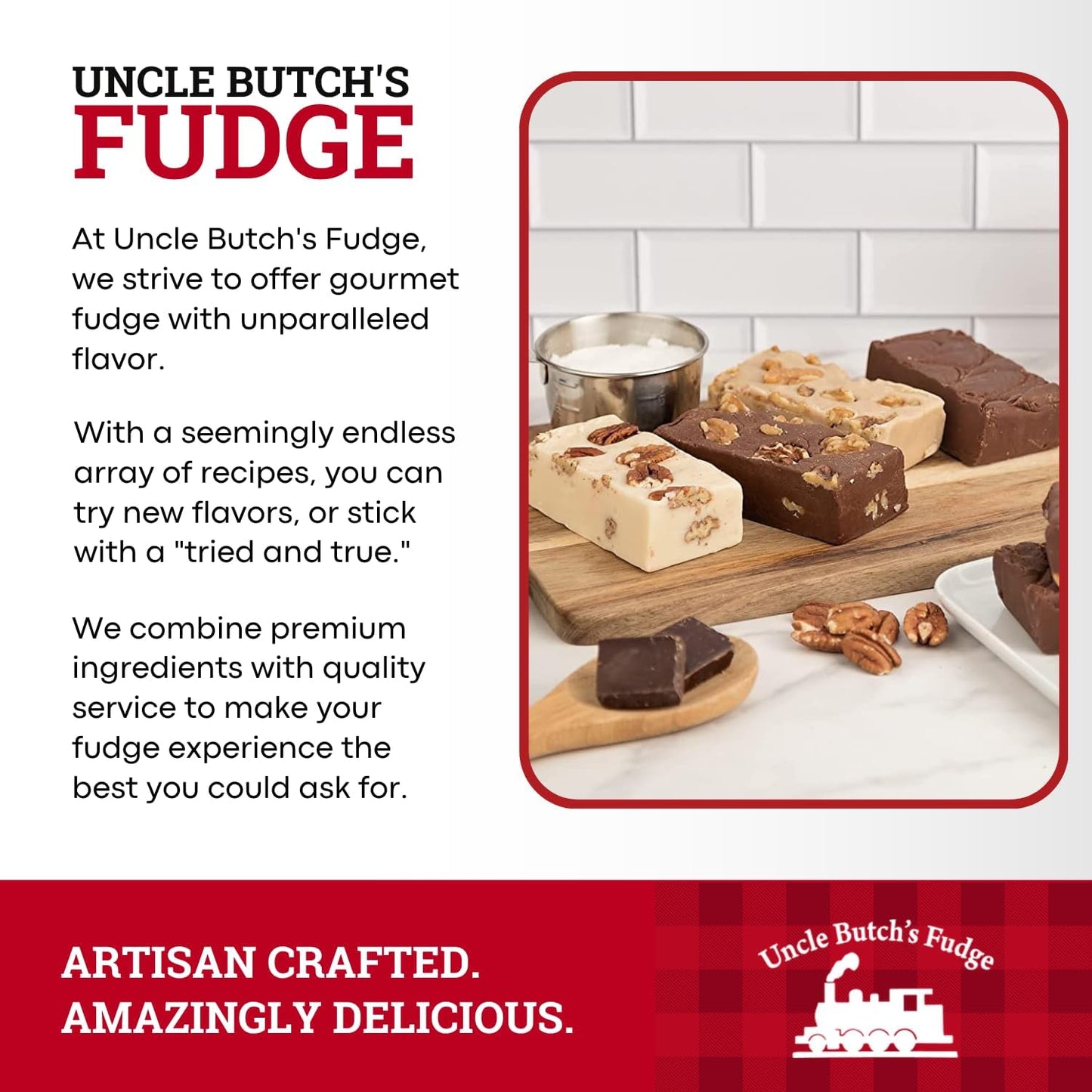 Uncle Butch's Fudge - Creamy and Smooth Dark Chocolate - Decadent and Delicious Handcrafted Fudge (16oz)