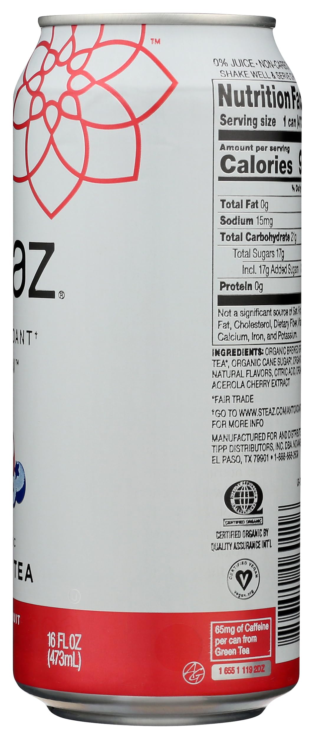 Steaz Lightly Sweetend Iced Green Tea, 16 OZ (Super Fruit)