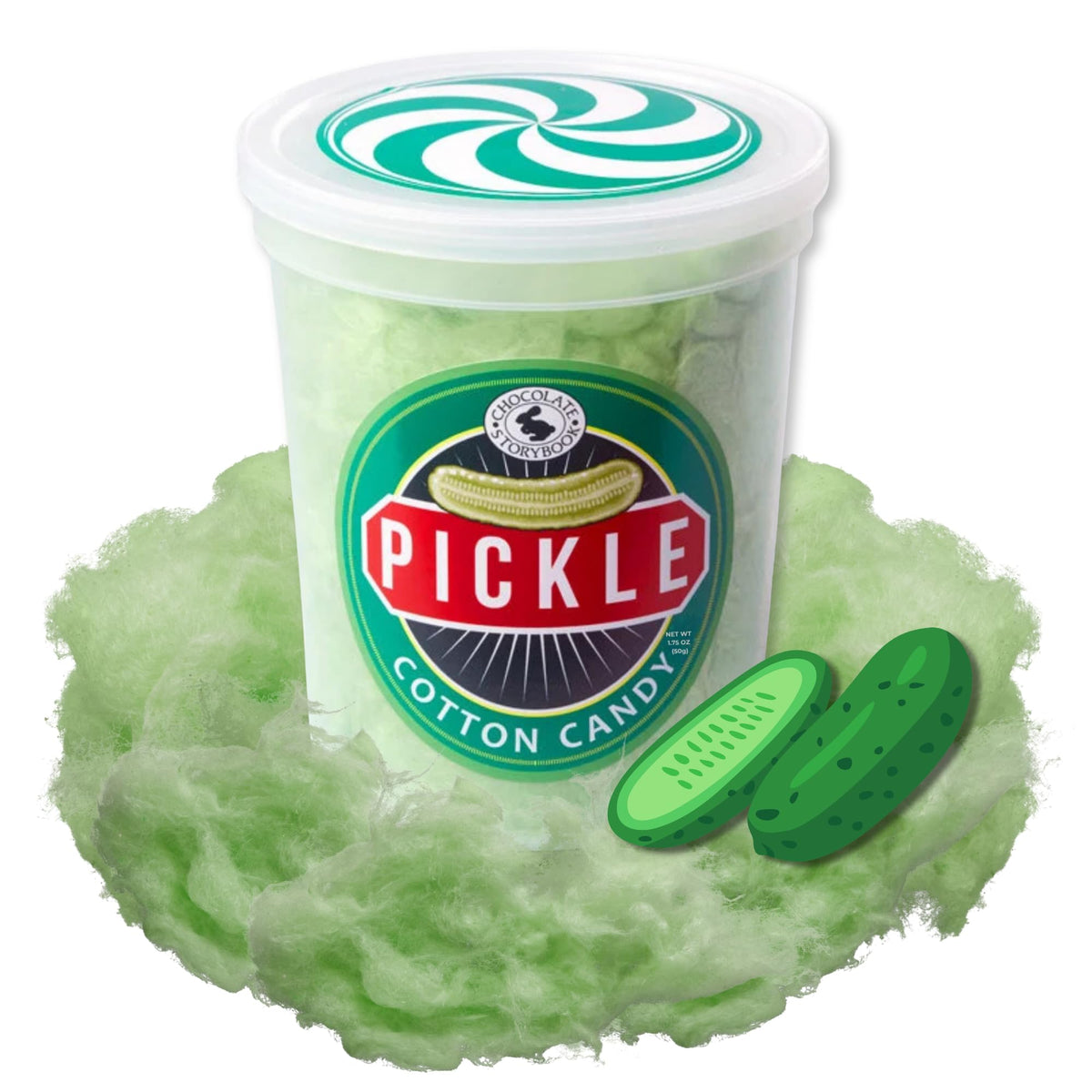 CHOCOLATE STORYBOOK Gourmet Flavored Cotton Candy - Unique Idea for Holidays, Birthdays, Gag Gifts, Party Favors (Pickle, 1.75 oz, 1-Pack)