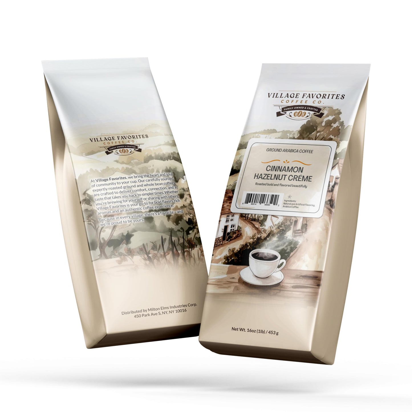Village Favorites Flavored Coffee - Low Acid, Mold-Free, 100% Arabica, Slow Roasted Medium Roast, Smooth & Stomach Friendly, Ground, 1LB Bag (16oz)