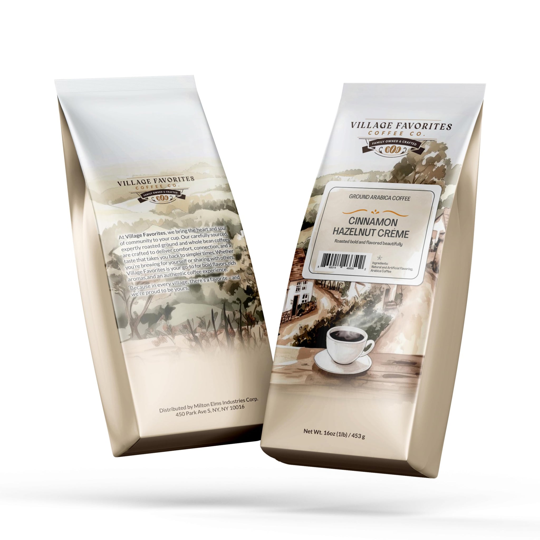 Village Favorites Flavored Coffee - Low Acid, Mold-Free, 100% Arabica, Slow Roasted Medium Roast, Smooth & Stomach Friendly, Ground, 1LB Bag (16oz)