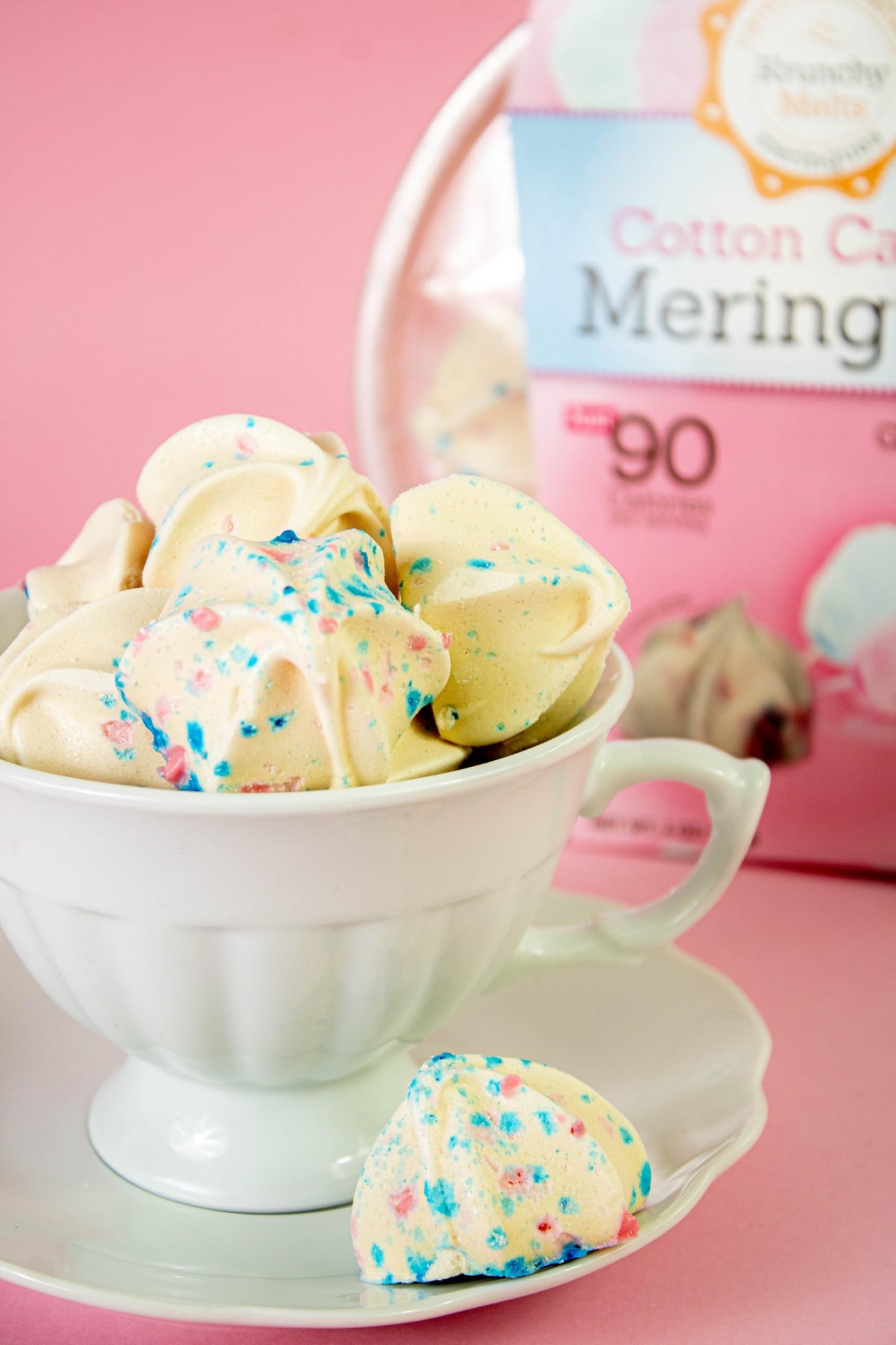 Krunchy Melts Original Meringue Cookies | Cotton Candy Flavor | Only 90 Calories Per Serving | Fat Free, Gluten Free, Dairy Free (4 Oz)