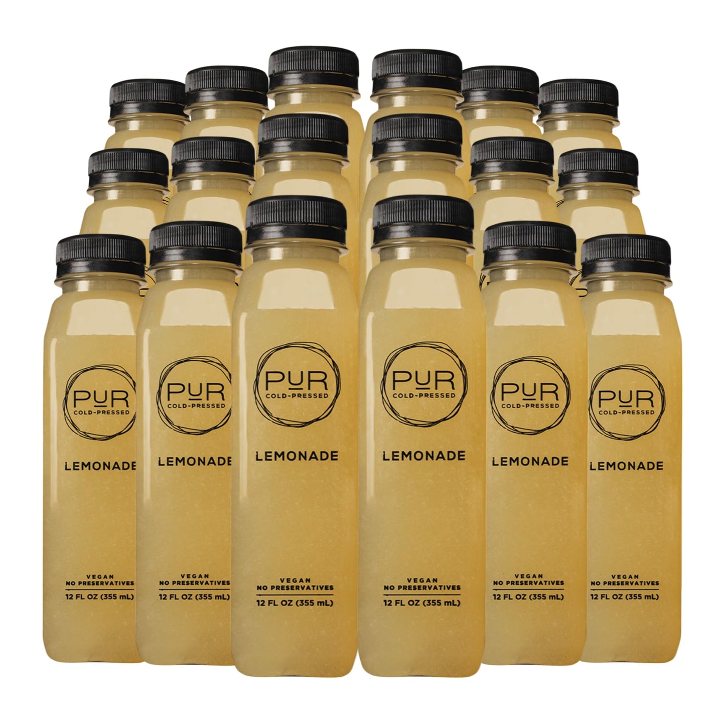 PUR Cold-Pressed Juices - Lemonade Daily Packs - 18 Bottles of Natural Lemonade with Turmeric and Agave - Hydrating & Refreshing Beverage Drink
