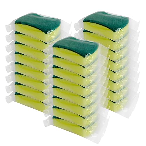 Sponge Individually Wrapped?24 PCS Dishwashing Sponge Scouring Pad Kitchen Dishcloth Suitable for Travel Apartments (Style 2)