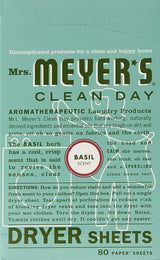 Mrs Meyer's Clean Day Dryer Sheet, 80 Count