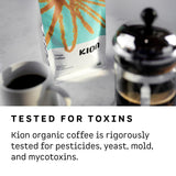 Kion Organic Whole Bean Coffee, Tested for Toxins, Ethically Sourced, Rich, Bold, and Smooth, Medium Roast 12 Oz (1 Pack)