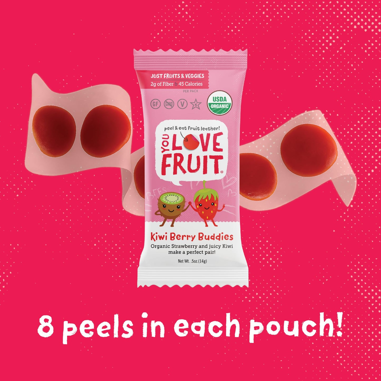 YOU LOVE FRUIT - All Natural Fruit Snacks, Healthy Snack Pack, Real Fruit! Gluten Free, Non GMO, Vegan, Fiber packed, Low Fat, Kosher, 0.5 oz Pouches