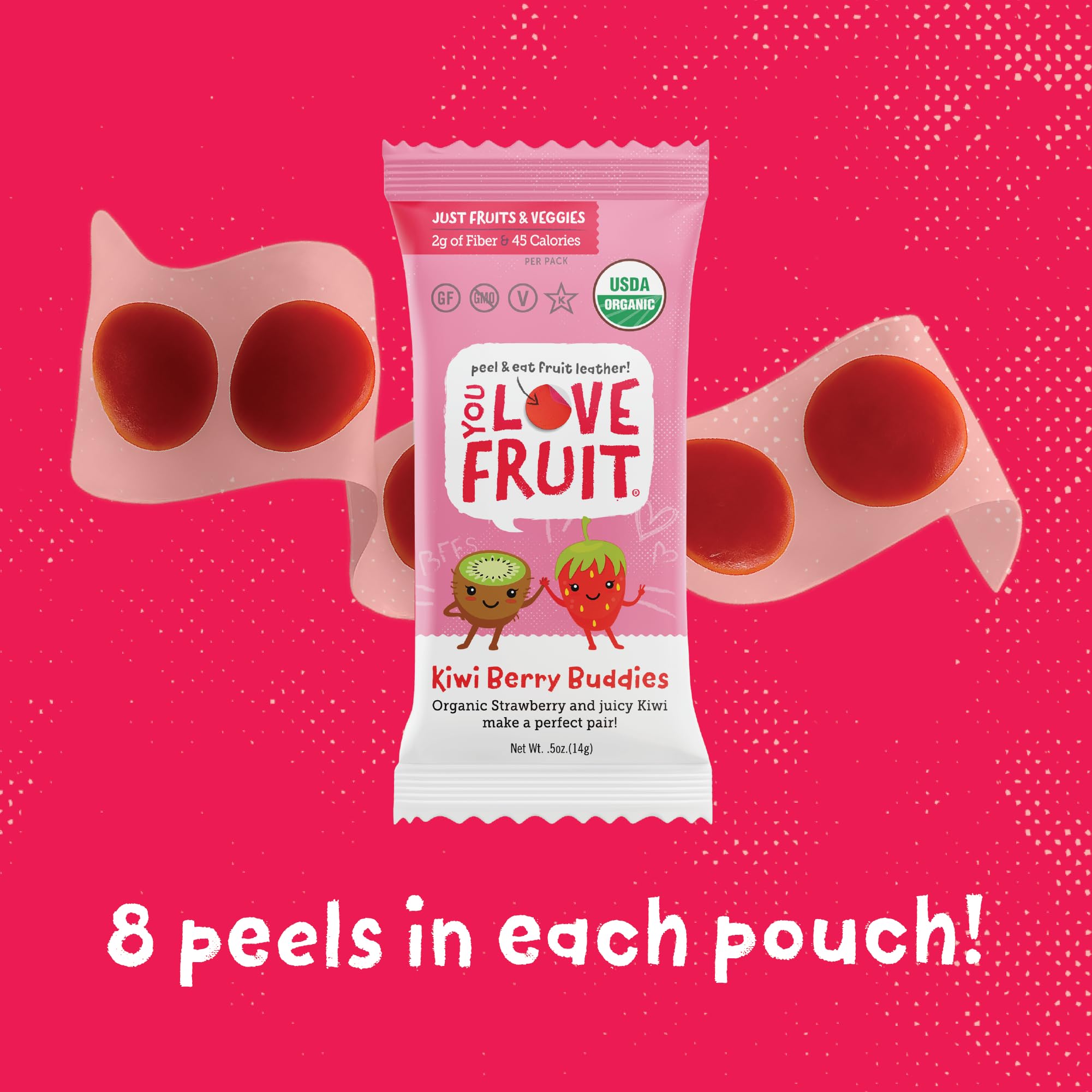 YOU LOVE FRUIT - All Natural Fruit Snacks, Healthy Snack Pack, Real Fruit! Gluten Free, Non GMO, Vegan, Fiber packed, Low Fat, Kosher, 0.5 oz Pouches