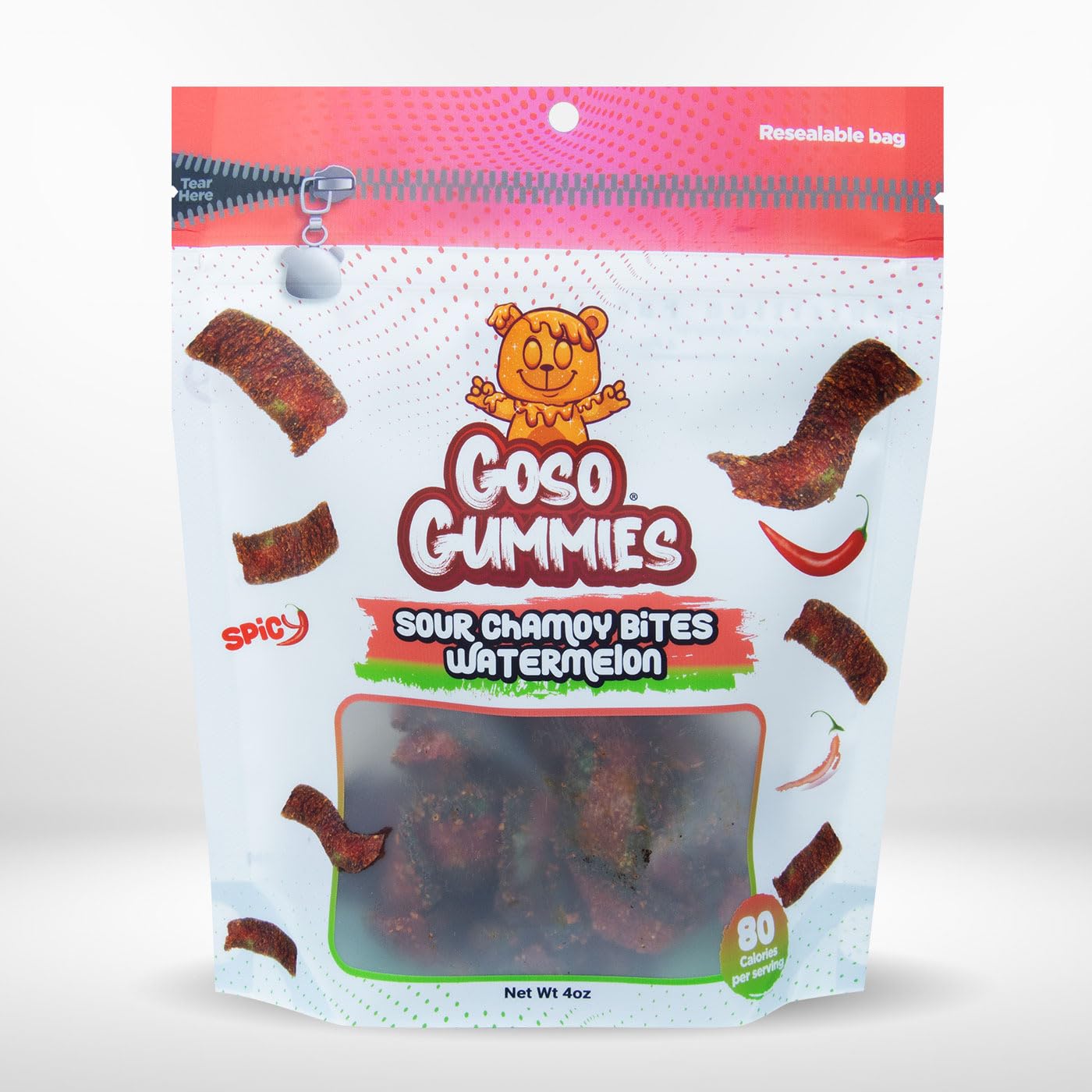 Goso Gummies Sour Watermelon Chamoy Strips - 4oz Bag | Tangy Candy With Real Chamoy Flavor | Sour, Spicy, Sweet | TikTok Viral Candy | Premium Gummy
