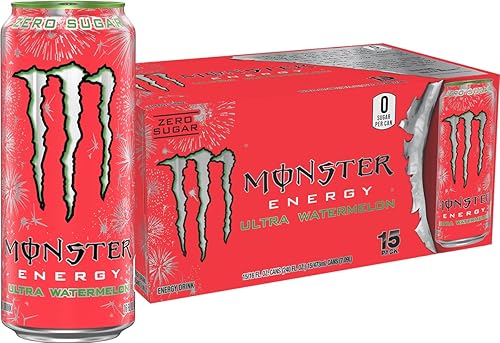 Monster Energy Ultra Watermelon, Sugar Free Energy Drink, 16 Ounce (Pack of 15)