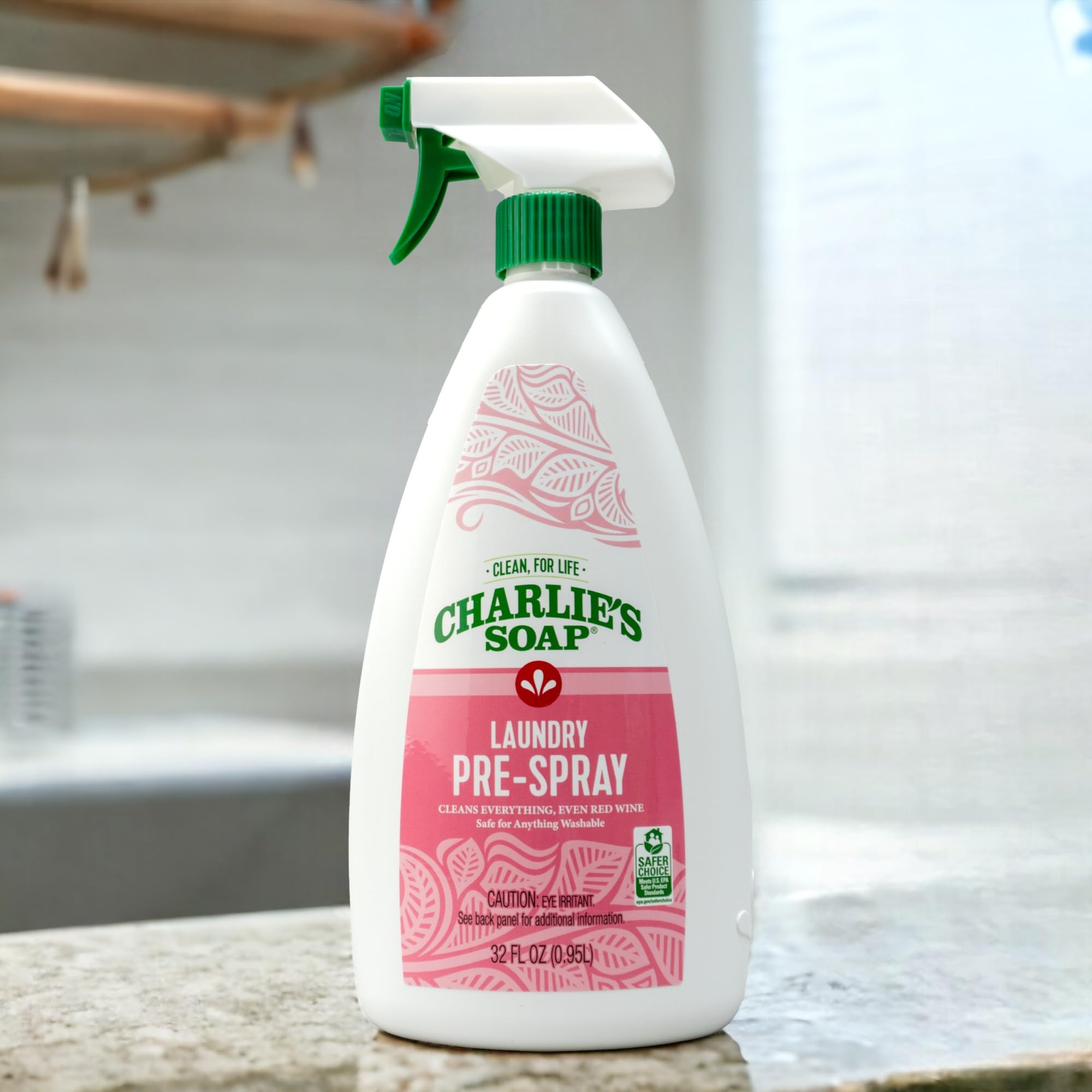 Charlie’s Soap Laundry Pre-Spray Stain Remover Refill Kit (160 fl oz), Natural Laundry Pretreat and Stain Remover (32 oz Sprayer + 128 oz Refill)