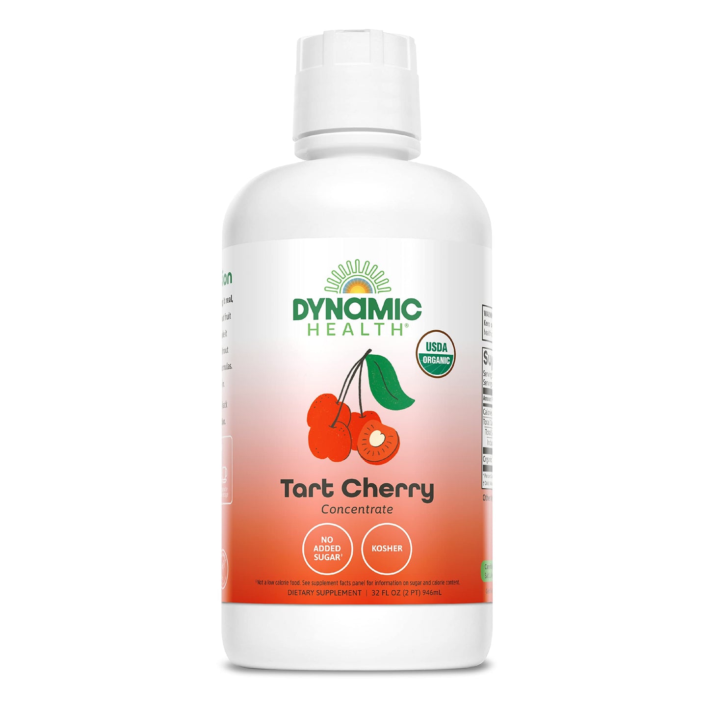 Dynamic Health Organic Tart Cherry Juice, Unsweetened 100% Juice Concentrate, Antioxidants Supplement, No Sweeteners or Additives, Vegan, Gluten Free