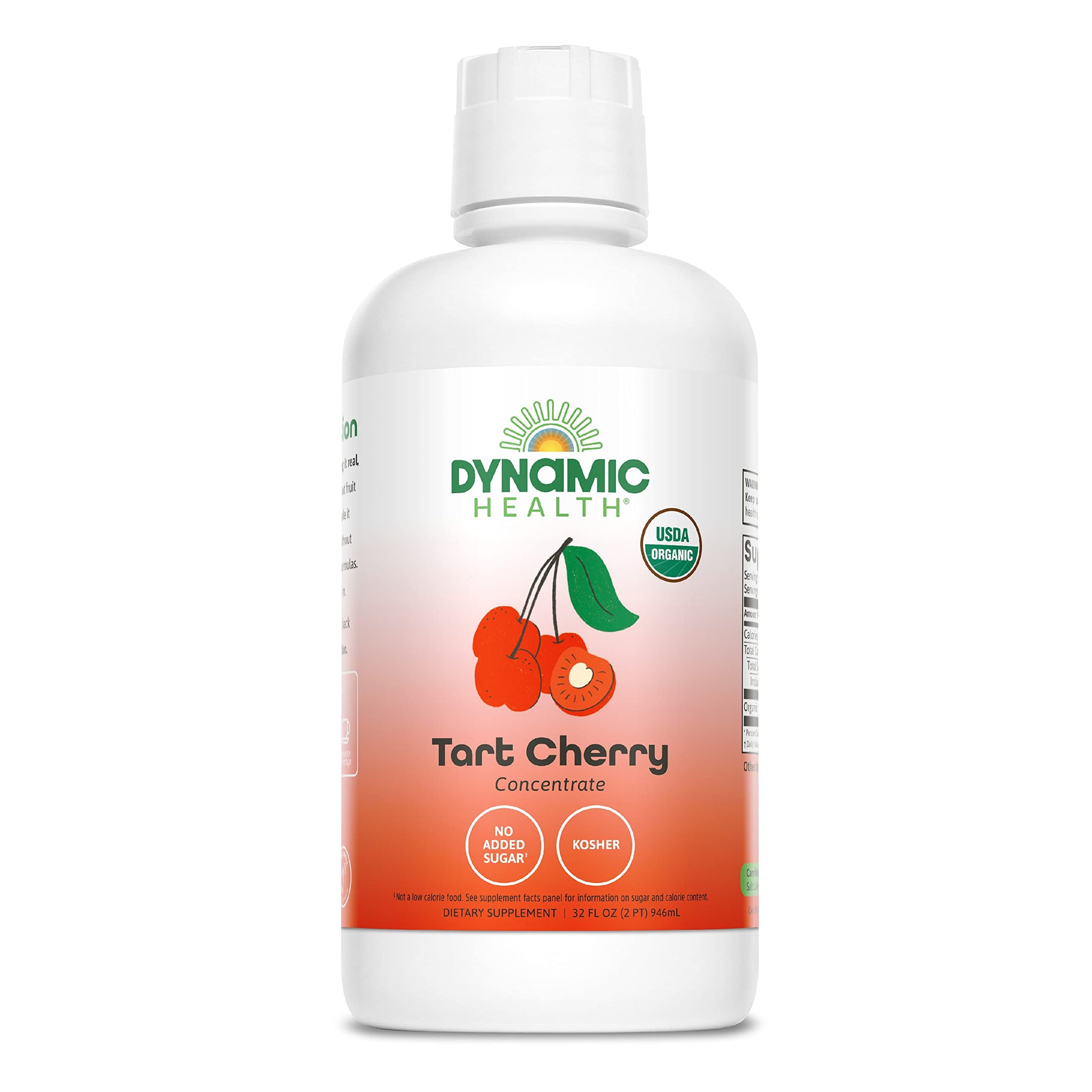 Dynamic Health Organic Tart Cherry Juice, Unsweetened 100% Juice Concentrate, Antioxidants Supplement, No Sweeteners or Additives, Vegan, Gluten Free