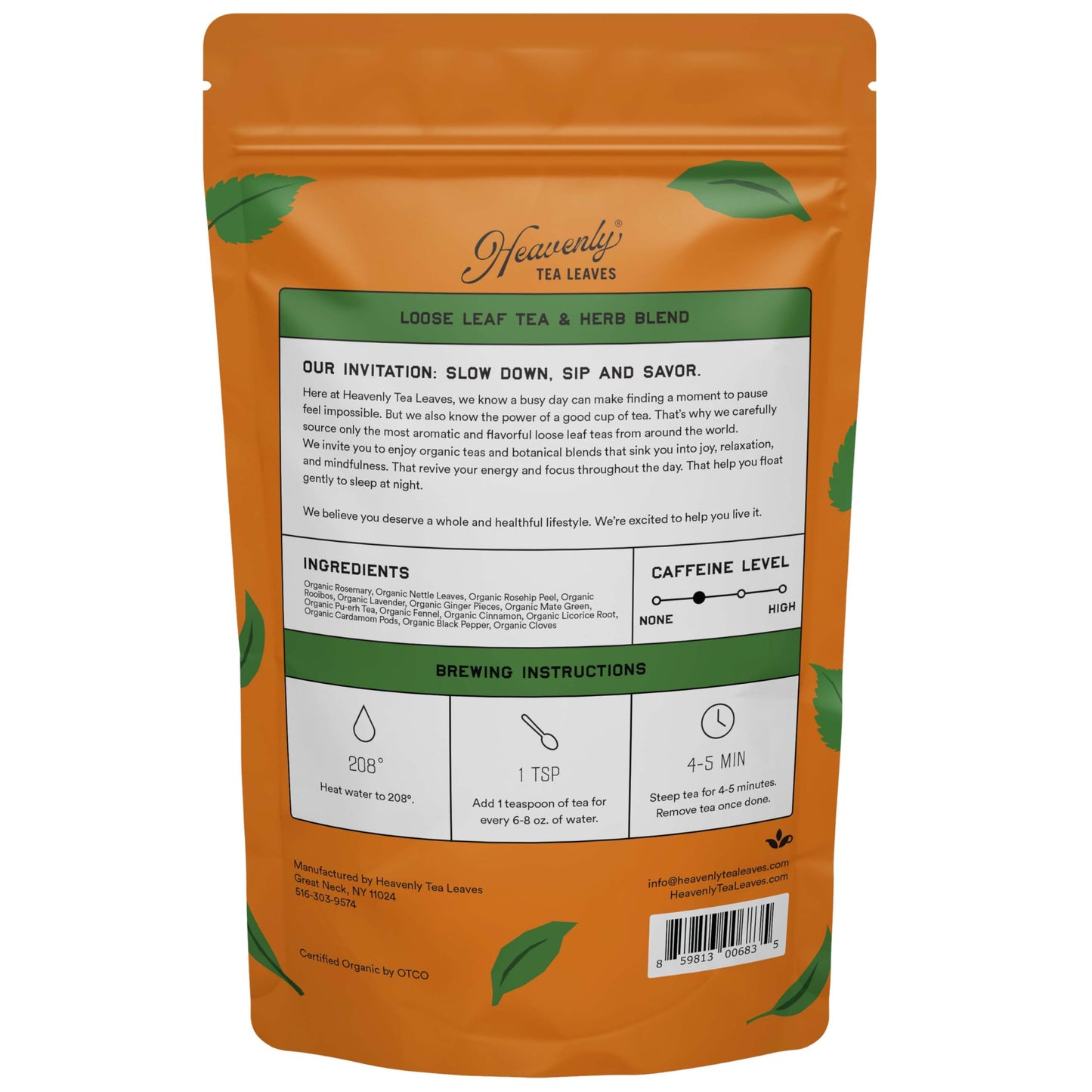 Heavenly Tea Leaves Organic Ginger Jazz, Bulk Loose Leaf Tea and Herb Blend, 1 Lb. (Approx. 200 Servings) - Delicious Hot or Iced, Blend of Licorice