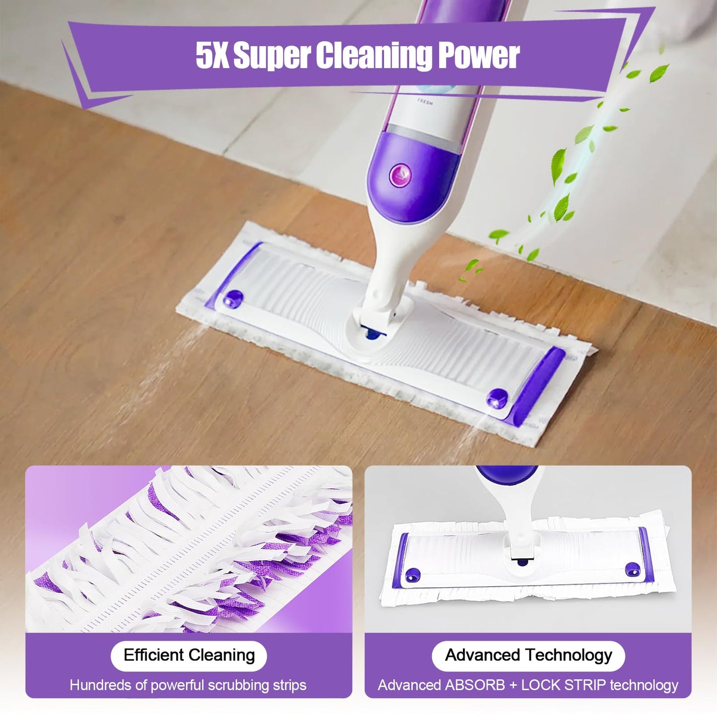 42 Pack Disposable Power Mop Pads for Swiffer PowerMop, 5X Power Mop Refills for Cleaning, 14-Layer Unscented Thickened Multi-Surface Replacement
