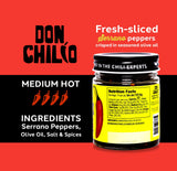 Don Chilio Medium Heat Serrano Mexican Chile Crisp, 5 oz, 3 Pack - Crunchy Sliced Serrano Fried Chili Peppers in Hot Seasoned 100% Olive Oil